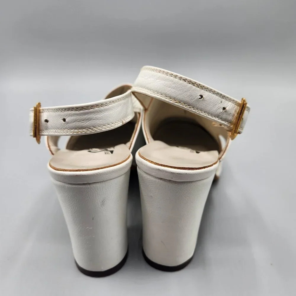 Vintage Closed Toe Heels White Italy  Size 6 - Picture 6 of 12